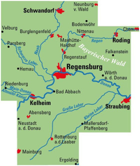 Blattschnitt Fahrradkarte Regensburg ADFC Regionalkarte